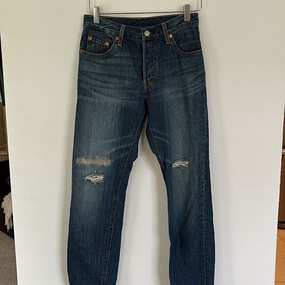 Levi’s 501 Button Fly High Rise Distressed Destroyed Jeans Size 24 - Picture 2 of 14